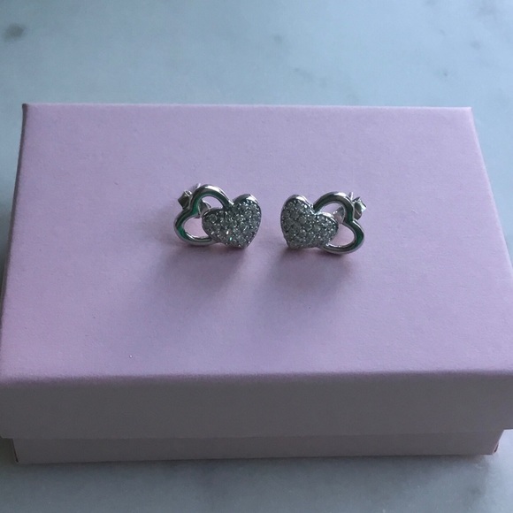 Sterling Silver Cz Heart Earrings - Picture 4 of 16